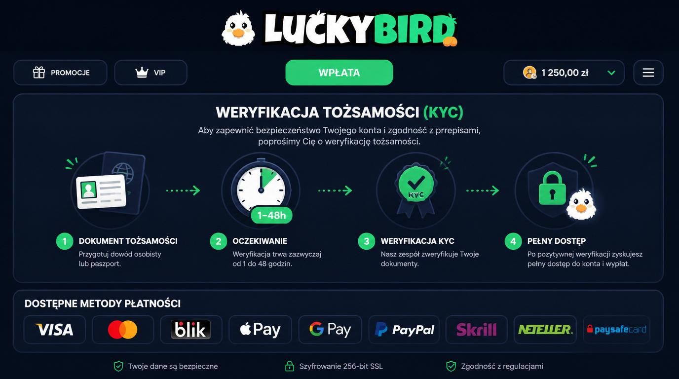 Proces weryfikacji tożsamości KYC w Lucky Bird – dokumenty, czas, wygoda